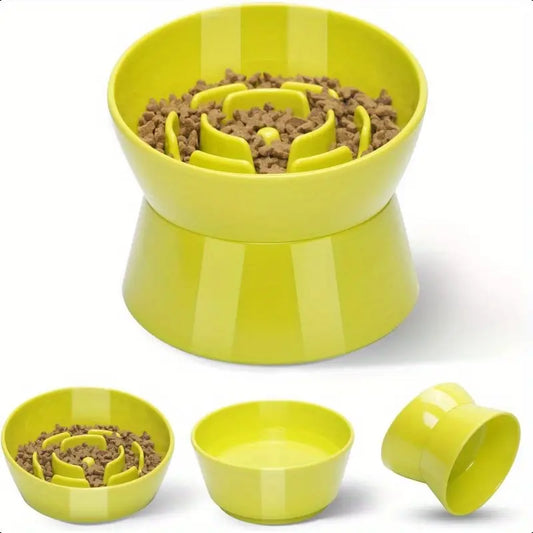 LIME SLOW FEEDER ELEVATED BOWL