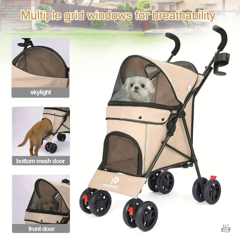 COCHE PLEGABLE PARA MASCOTAS (4 RUEDAS) - PINKROLL