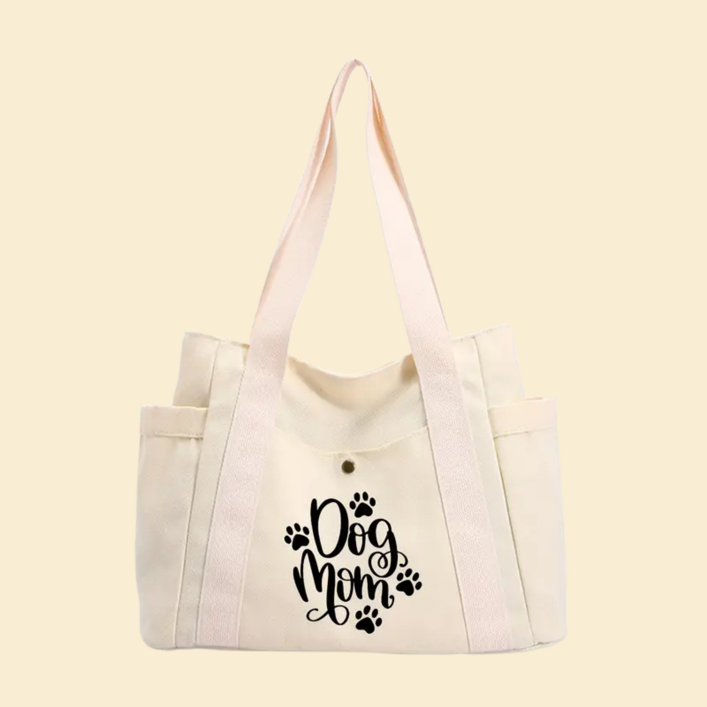 CREAM TOTE - DOG MOM