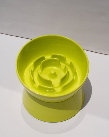 LIME SLOW FEEDER ELEVATED BOWL