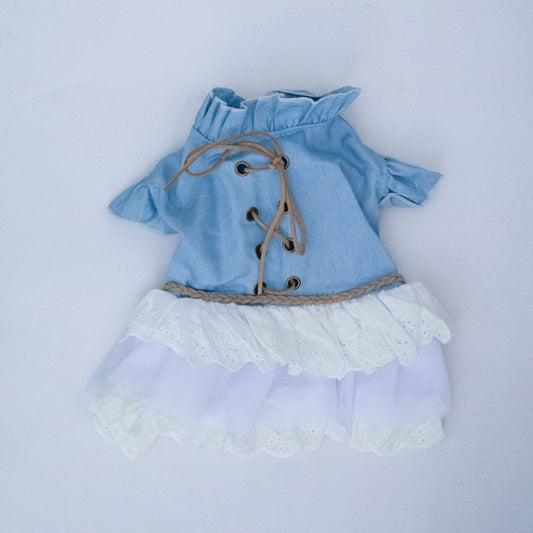 DENIM RUFFLE DRESS