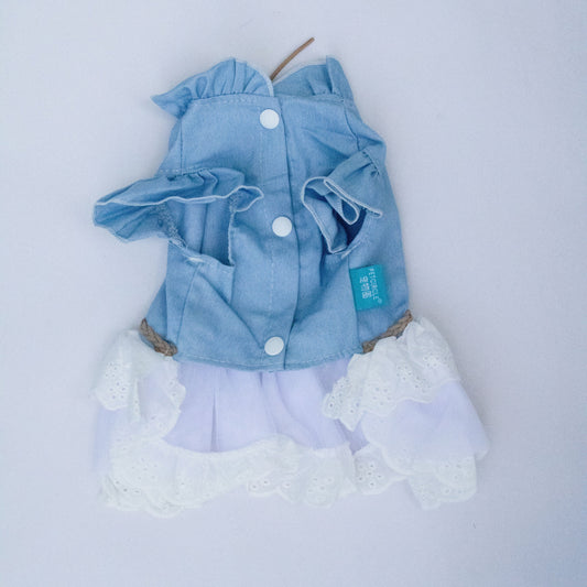 DENIM RUFFLE DRESS