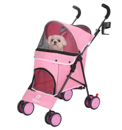 COCHE PLEGABLE PARA MASCOTAS (4 RUEDAS) - PINKROLL