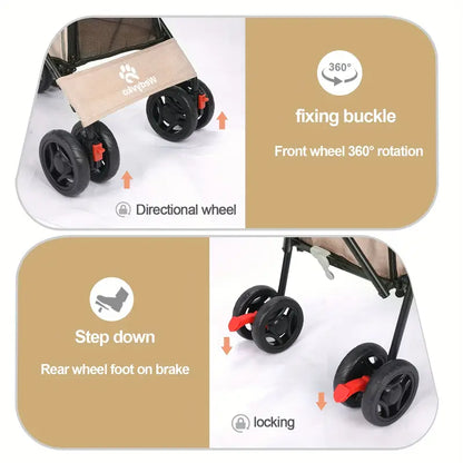 COCHE PLEGABLE PARA MASCOTAS (4 RUEDAS) - PINKROLL