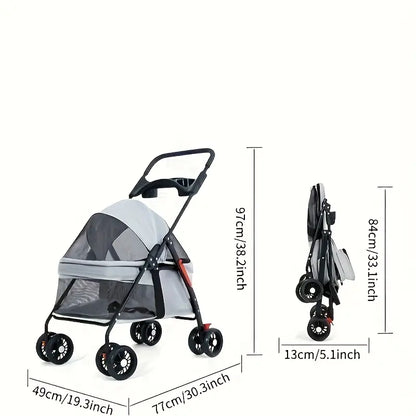 COCHE PLEGABLE PARA MASCOTAS (4 RUEDAS) - JETBLACK